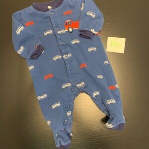 ⭐️2/$8.00⭐️- Blue Pekkle Fire Truck Print Button Up Sleeper